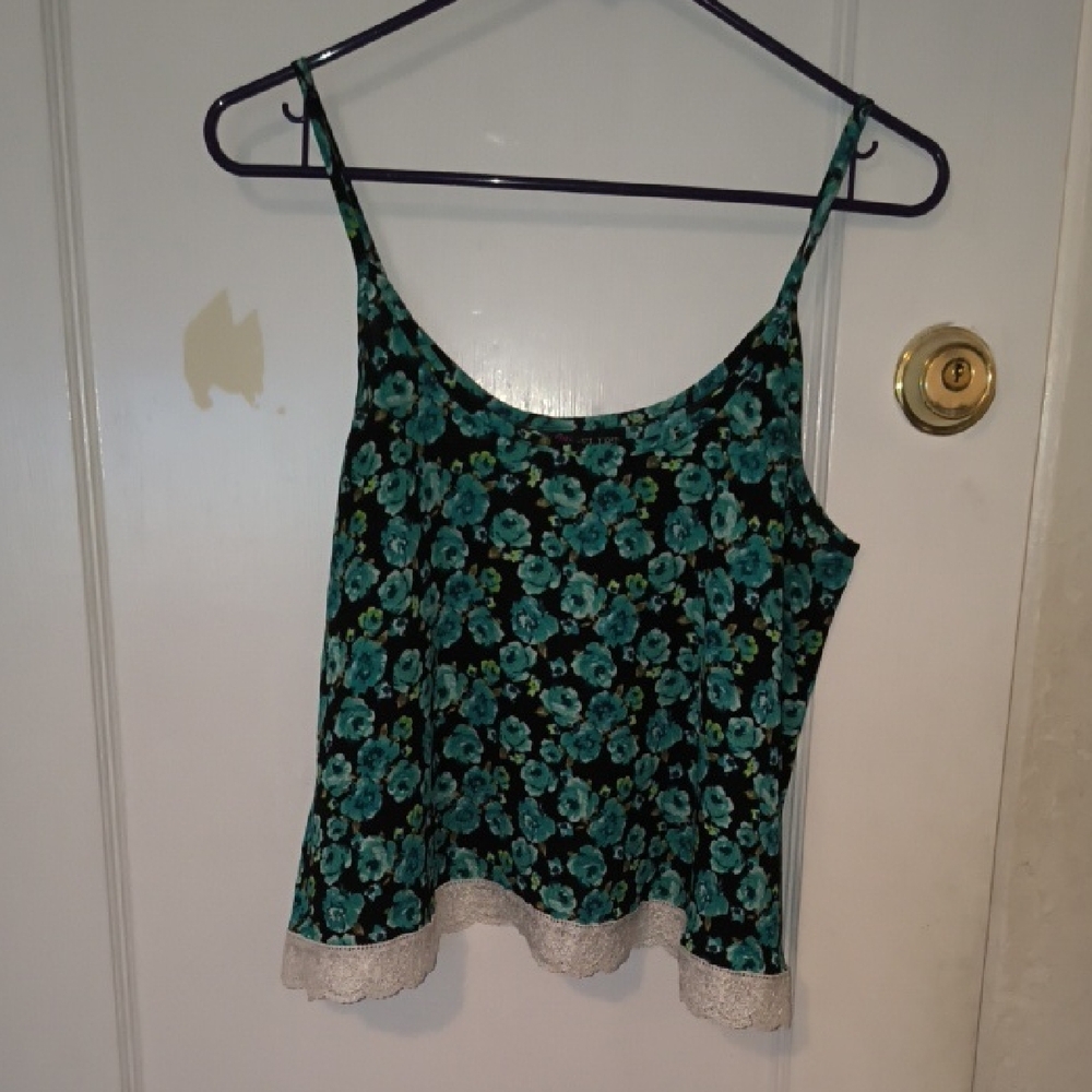 Ultra Flirt | Teal and Black Floral Camisole